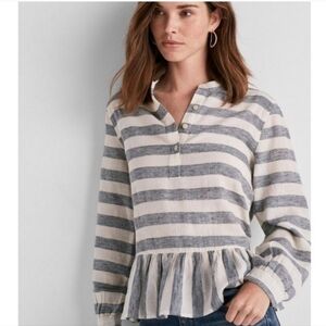 Women's‎ Lucky Brand Long Sleeve Chunky Striped Peplum Top, Size Small